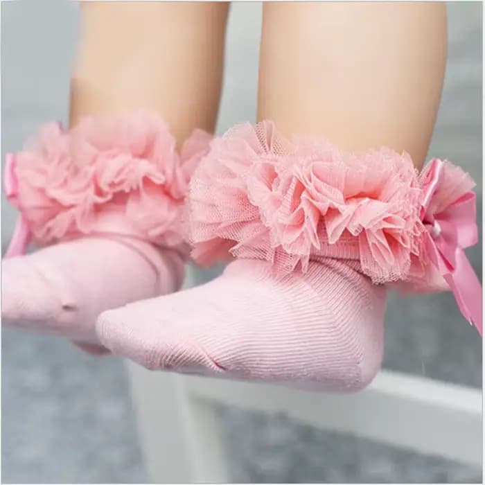 Chaussettes bébé fille avec nœud papillon dentelle à volants princesse chaussette en coton avec rubans Multi couleurs