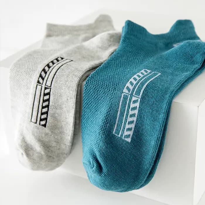 HSS 5 paires coton biologique hommes chaussettes cheville respirant maille sport chaussette décontracté athlétique été mince court Sokken grande taille EU40-46