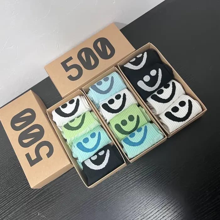 Chaussettes pour femmes visage souriant mignon Style coréen boîte-cadeau paquet printemps/été