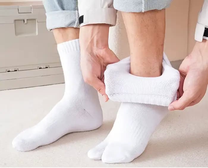 Chaussettes épaisses à 2 doigts pour hommes, tongs d'affaires de couleur unie, chaussettes à bout fendu, Tube central thermique en coton, automne et hiver