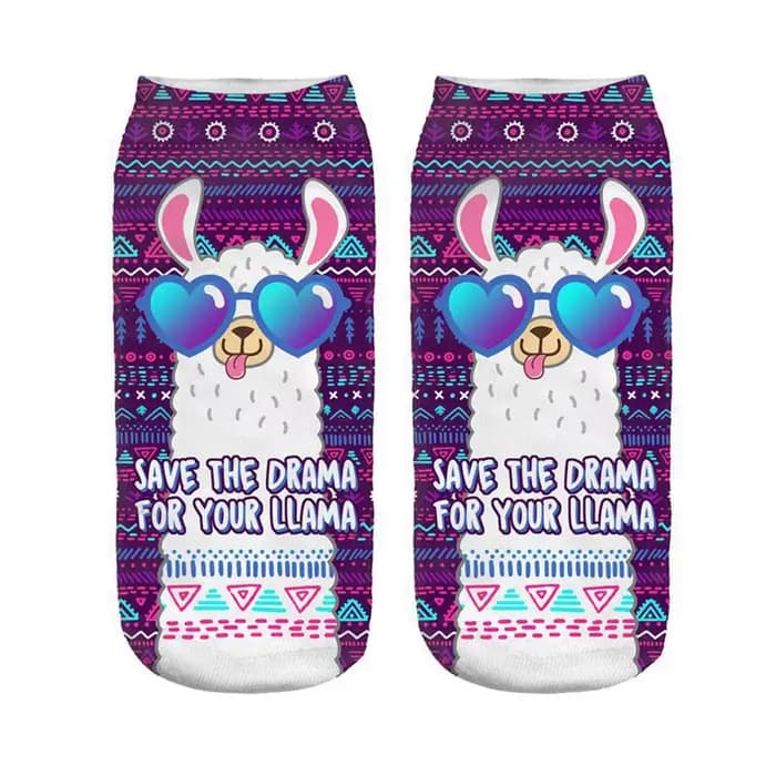 Impression 3D joyeux alpaga femmes chaussettes Unixex Invisible Sokken magique Cool mouton Art nouveauté cadeau livraison directe