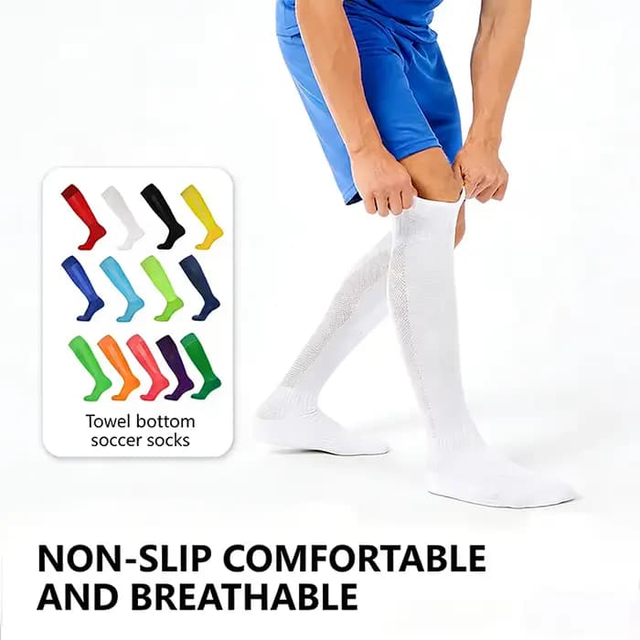 Chaussettes de football d'été Loogdeel pour enfants, couleur unie, antidérapantes, pour le skateboard et le cyclisme, avec fond en tissu éponge, pour l'entraînement des hommes