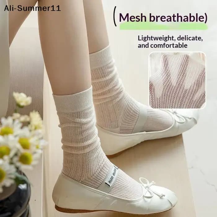 【U11】1 paire de chaussettes longues et fines pour femmes