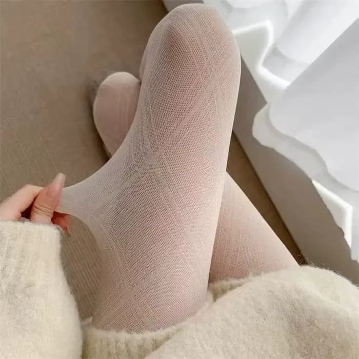 Collants Sexy à grille de diamant noir pour femmes