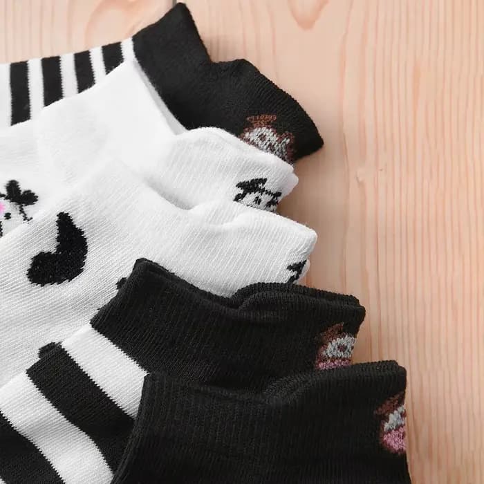 5 paires/lot été femmes dessin animé chaussettes courtes imprimé Animal bas Tube Cool