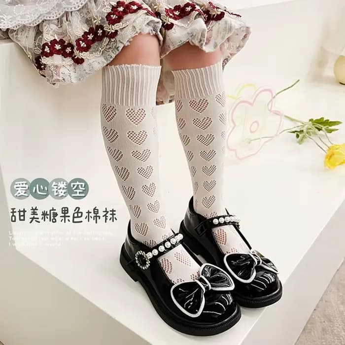 Chaussettes d'été ajourées en forme de cœur pour filles