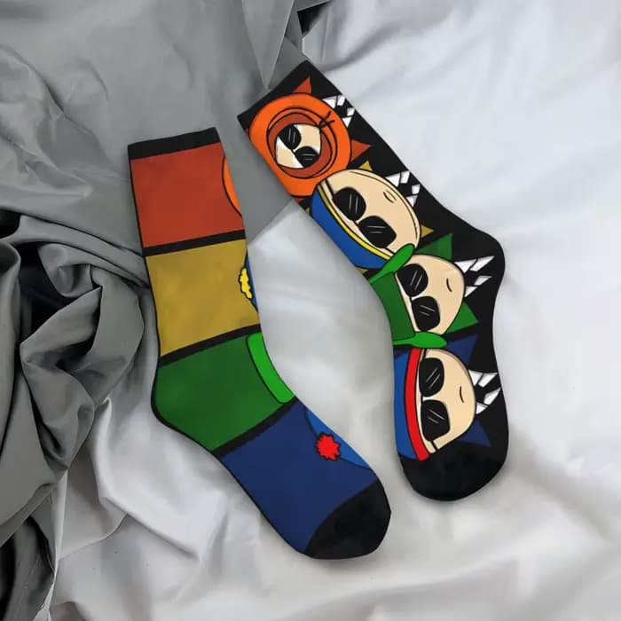 Chaussettes Happy unisexes en polyester imprimé 3D