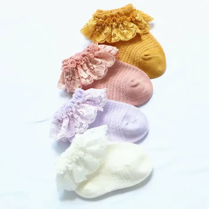 Chaussettes fines en dentelle à volants pour bébé fille et enfant