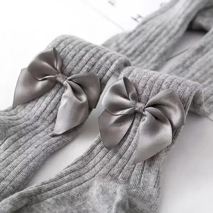 Collants à nœud papillon mignon pour filles tricoté coton hiver