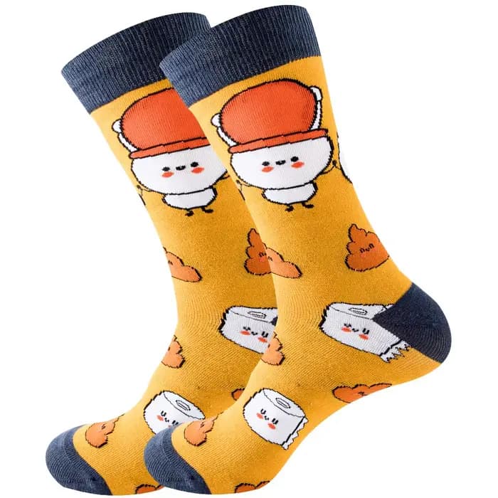 2023 NEW Funny Men Socks Cotton Harajuku Guitar Beer Boxing Gloves Skull Chess Clown Sieve Hip Hop