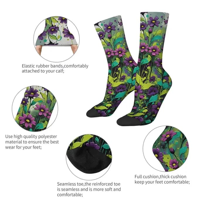Chaussettes pour hommes à imprimé floral graffiti