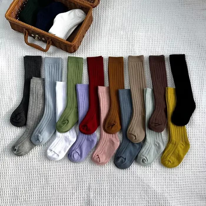 Chaussettes longues hautes en coton pour bébés garçons et filles, chaussettes douces à rayures respirantes pour enfants de 0 à 8 ans