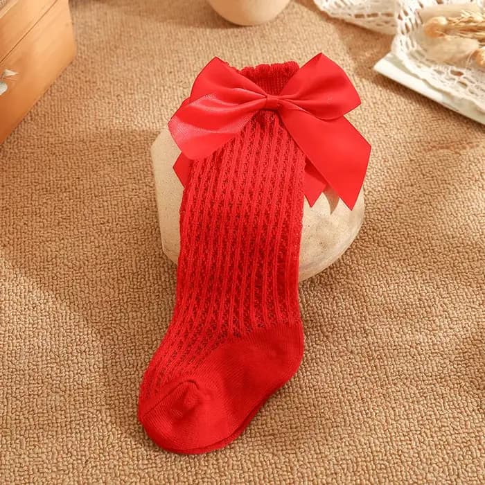 Chaussettes d'été pour bébé, mignonnes, à gros nœud, hautes aux genoux, pour enfants, garçons et filles, nouveau-né, chaussettes en coton, accessoire pour bébé