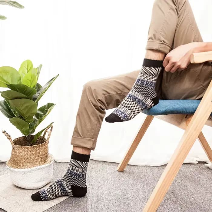 Chaussettes décontractées en laine de lapin pour hommes