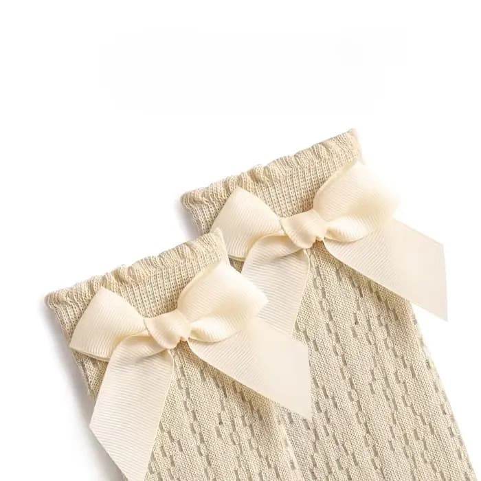 Chaussettes en maille de coton avec nœud papillon pour bébé fille