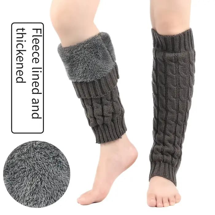 Collants thermiques jusqu'aux genoux pour femmes, chauffe-hiver doublés en polaire avec semelle antidérapante, coupe côtelée, pour le bureau et les temps froid décontracté
