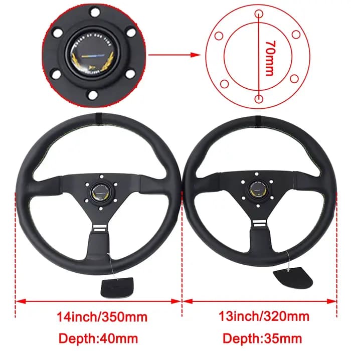 Série GM Style de liaison 13 pouces 320mm 14 pouces 350mm volant de course JDM plat en cuir véritable volant de Sport de voiture