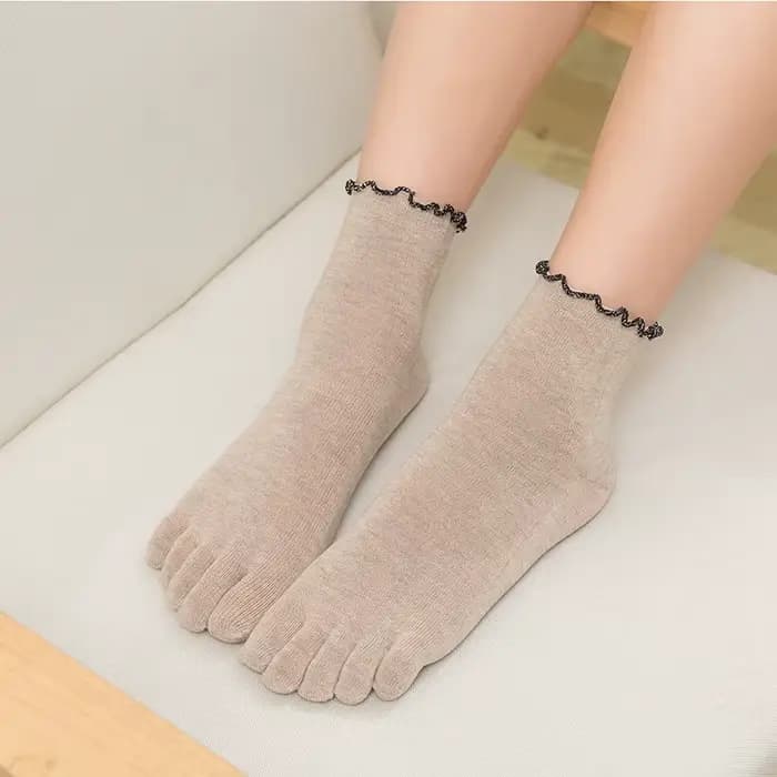 Chaussettes en coton à cinq doigts pour femmes, chaussettes à orteils de couleur unie avec 5 orteils courts déodorants, chaussettes avec doigts, chaussettes pour femmes