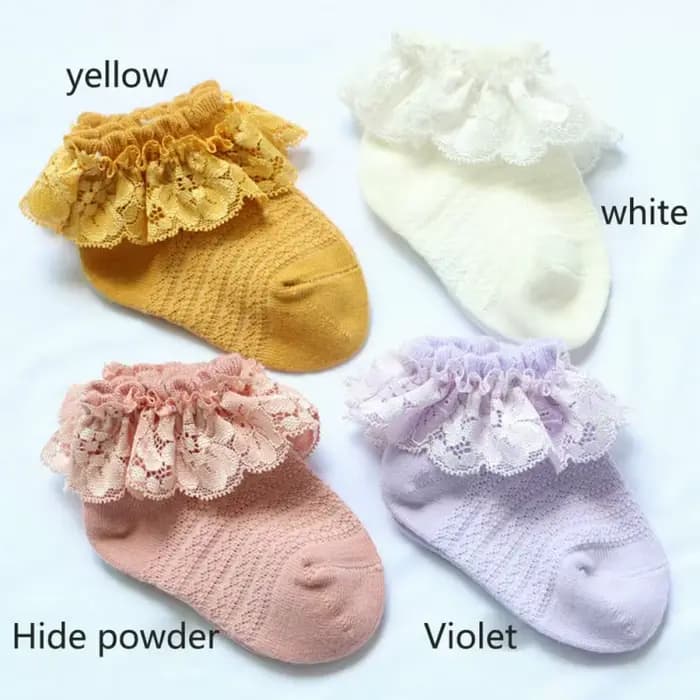 Chaussettes fines en dentelle à volants pour bébé fille et enfant