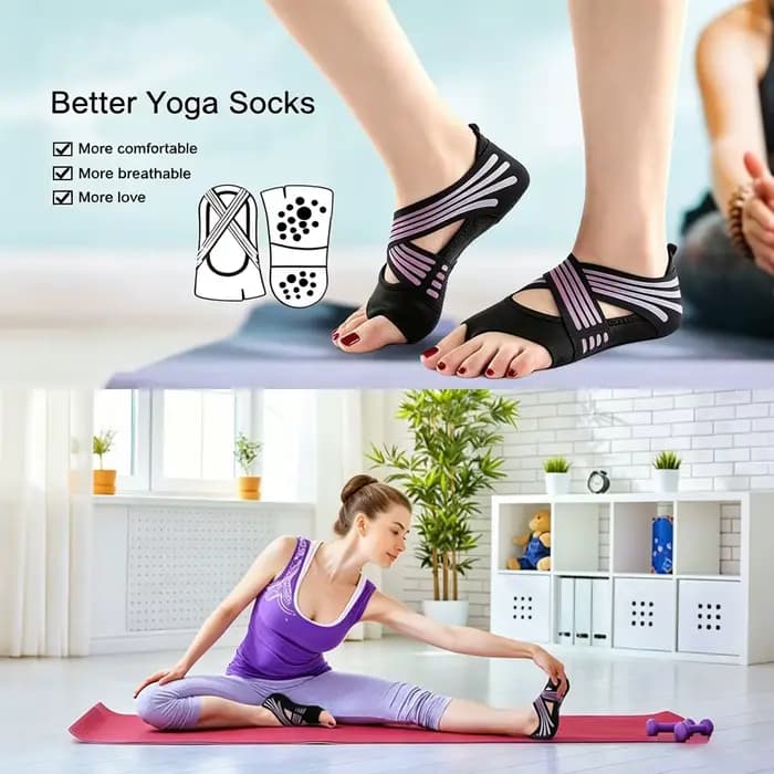 1 paire de chaussettes antidérapantes pour Pilates