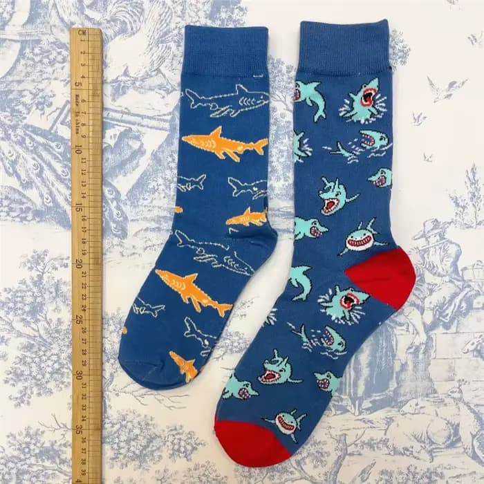 1 paire de chaussettes unisexes grand requin blanc