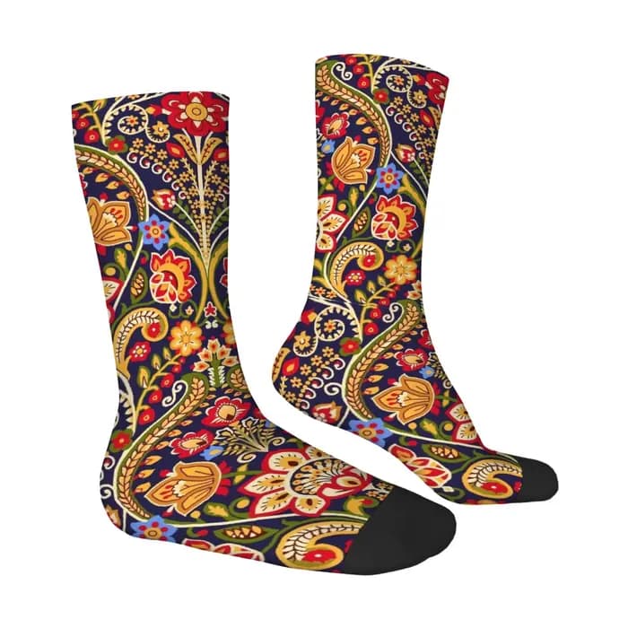 Chaussettes ethniques bohèmes vintage à motifs floraux, chaussettes décontractées à la mode pour hommes, confortables, respirantes, antidérapantes, pour le cyclisme en plein air, les sports
