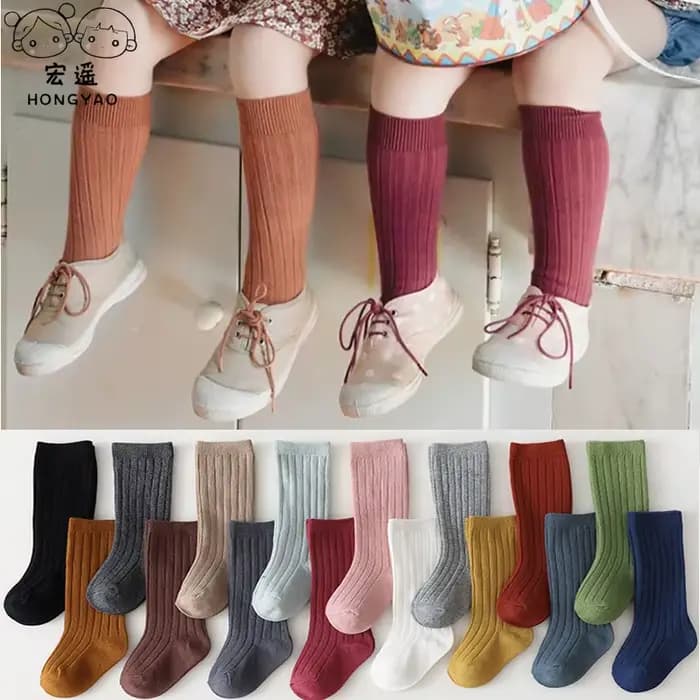 Chaussettes longues hautes en coton pour bébés garçons et filles