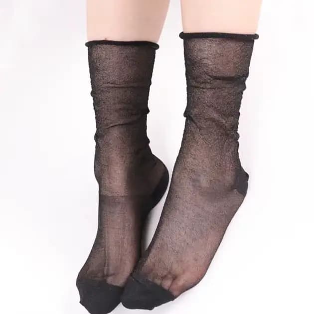 4 paires de chaussettes en soie argentée pour femmes