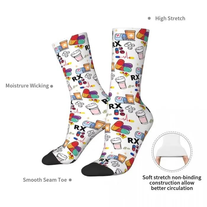 Chaussettes RX à motifs de pilules de pharmacie