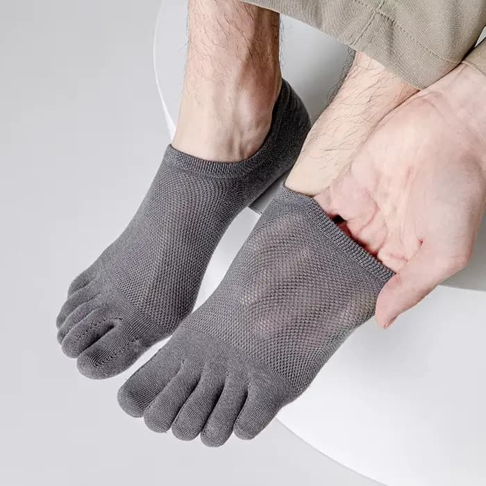Chaussettes Homme Printemps-Été Cinq Doigts Légères Respirantes à Bout Ouvert en Coton Fin Couleur Unie Simples Vente en Gros