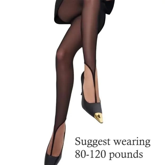 Collants noirs élégants en maille transparente avec boucle d'orteil renforcée
