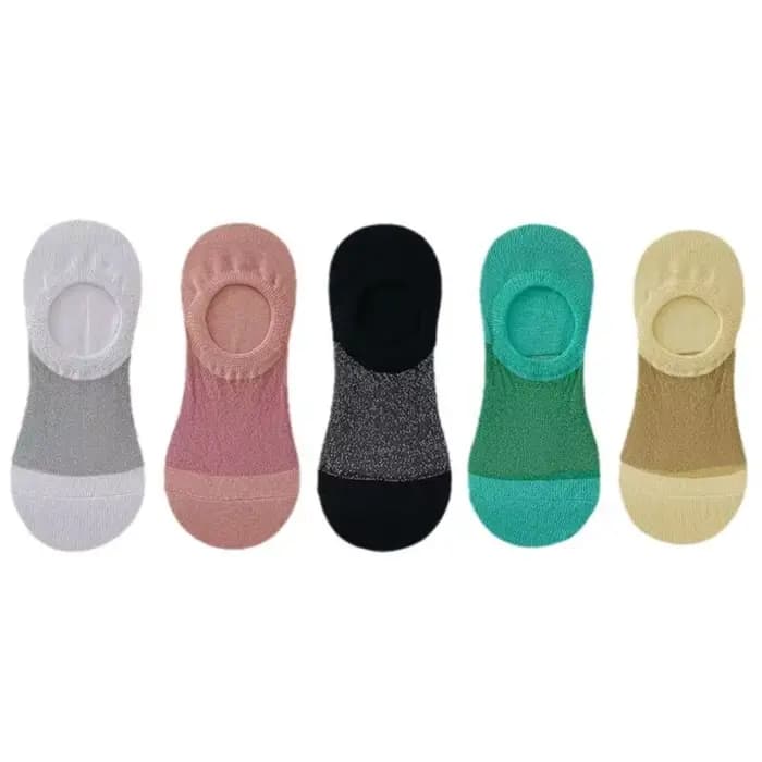 5 paires de chaussettes bateau invisibles en soie glacée, chaussettes d'été transparentes antidérapantes, bonneterie respirante pour femmes, chaussettes à Tube court pour filles