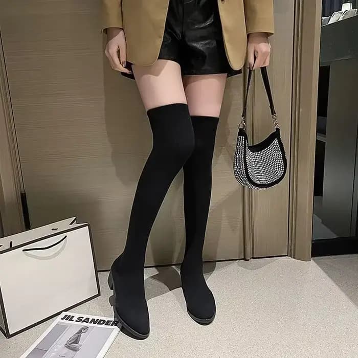 Printemps automne chaussette élastique dames genou haute arbre chaussures tendance 2025 chaussures hiver nouveauté en Promotion Gyaru femmes bottes longues