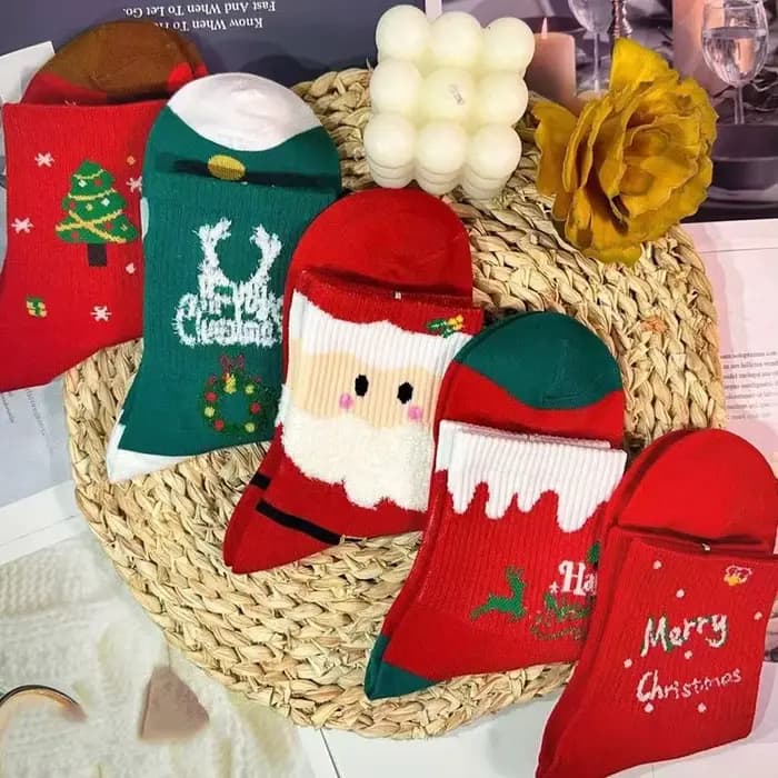 5 paires d'ornements de chaussettes de noël animés