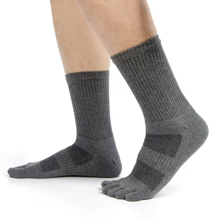 WRELS Chaussettes à orteils en coton pour course à pied, chaussettes à cinq doigts, tube long, chaussettes d'extérieur à cinq orteils, choc pour course sur sentier, étanchéité