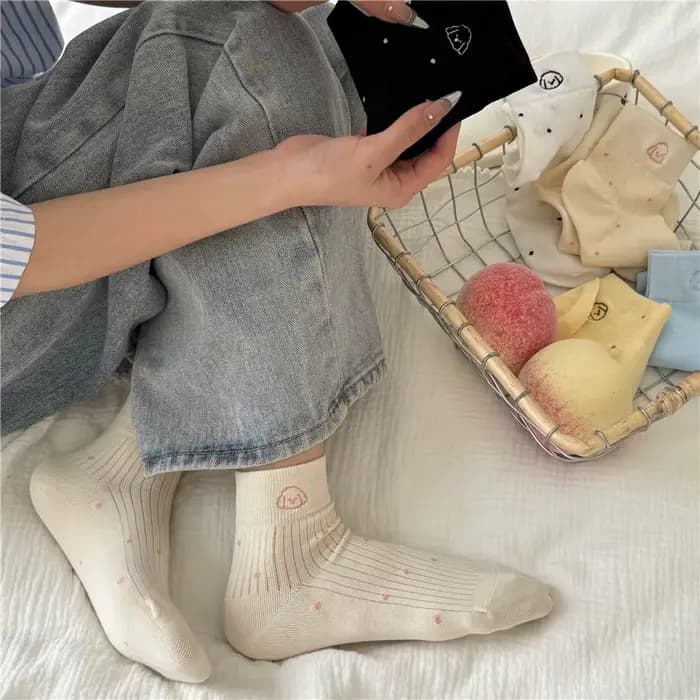 Chaussettes Courtes pour Femme et Fille, Style Doux, Blanc, Noir, Chien, Kawaii, Cadeau, Printemps, Été