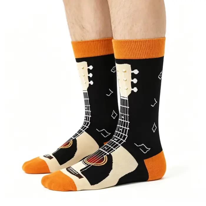 Chaussettes à motif de guitare pour hommes