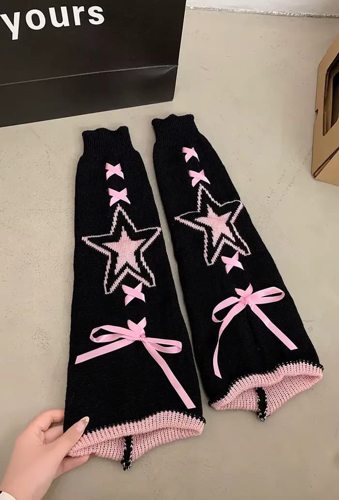 Ensemble de chaussettes Tube longues en soie Y2k, chauffe-jambes Lolita, avec cordon de serrage, JK Girl, paires de papillons