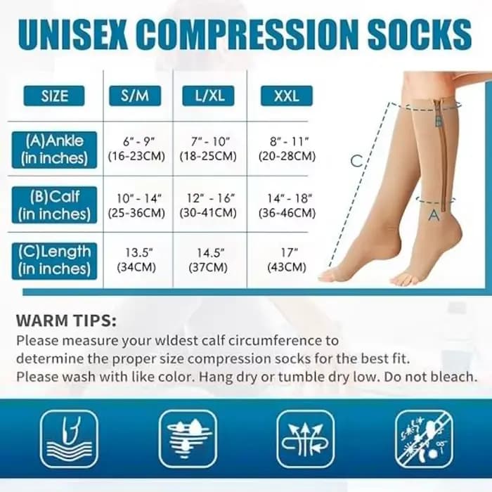Chaussettes de Compression à fermeture éclair pour hommes et femmes