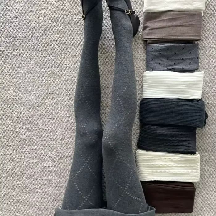 Collants gris diamant découpé pour femmes