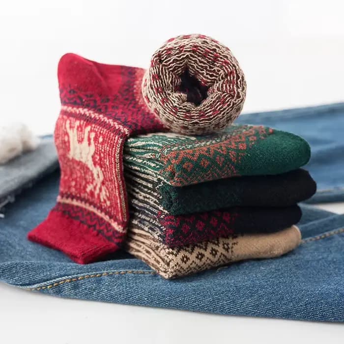 5 paires/lot nouvelles chaussettes en laine pour femmes multicolore mode automne hiver