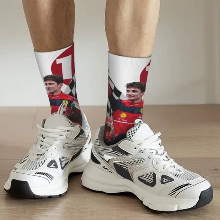 Formule un pilote de course Leclerc Charles chaussettes d'équipage pour hommes unisexe mignon printemps été automne