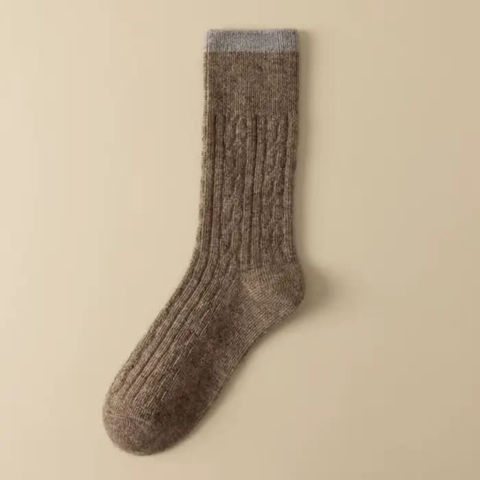 4 paires automne hiver couleur-bloc 100% laine femmes mi-mollet chaussettes épaissi rétro chaud polyvalent ample longues