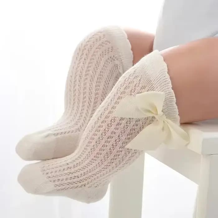 0-36M bébé fille chaussettes enfant en bas âge grand nœud coton été maille infantile genou