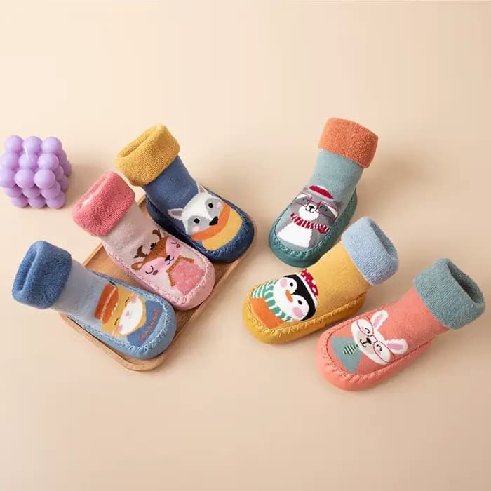 Chaussette d'intérieur en coton éponge pour bébé fille