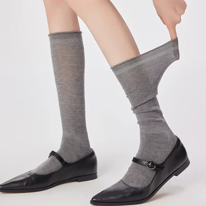 Chaussettes à manchette en laine Ultra fine haut de gamme pour femmes