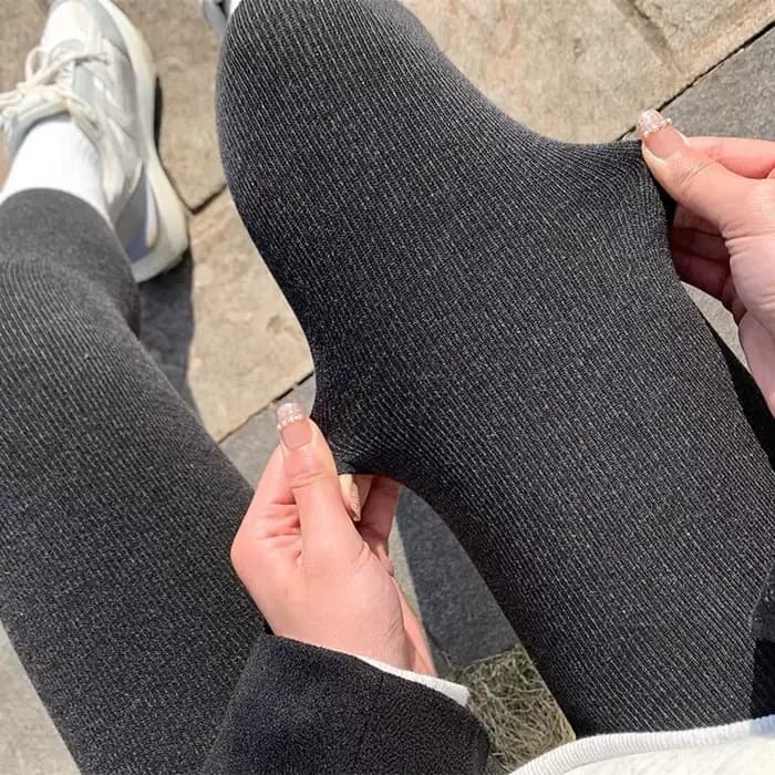 Collants gris en laine et cachemire pour femme, bas chauds et épais, Lingerie thermique, taille haute, bonneterie élastique, hiver