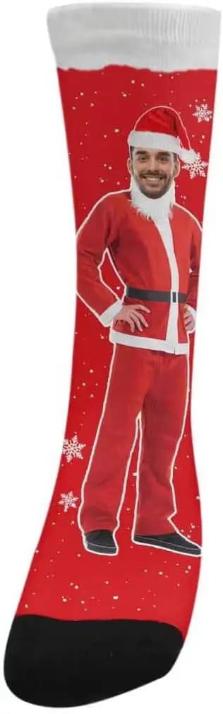 Chaussettes personnalisées de père noël avec visage imprimé