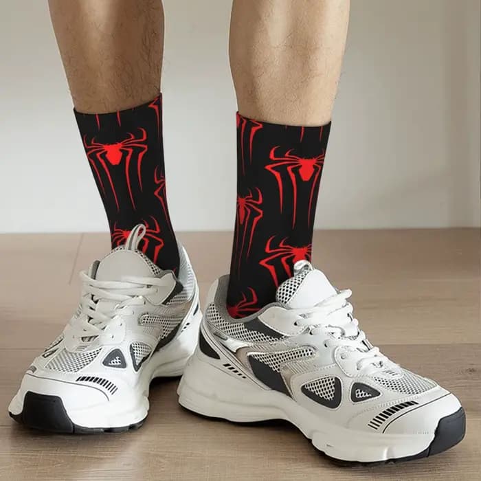 Dessin animé araignée rouge chaussettes Manga Simple nouveauté bas automne antibactérien unisexe hommes