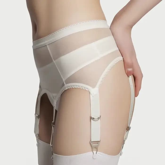 Bretelles réglables taille haute élastique porte-jarretelles avec chaussettes Clips Transparent soyeux toucher noir